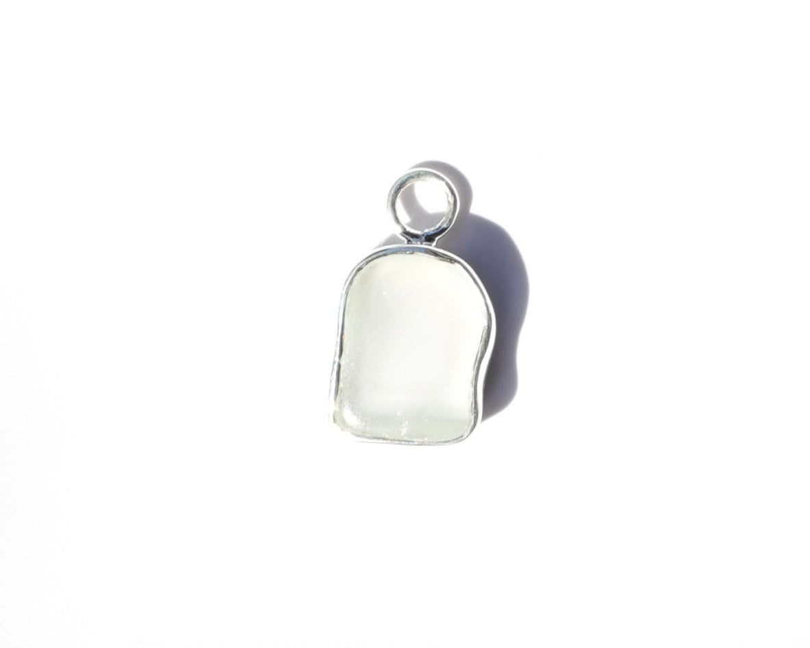 Small Seaglass Charm - White