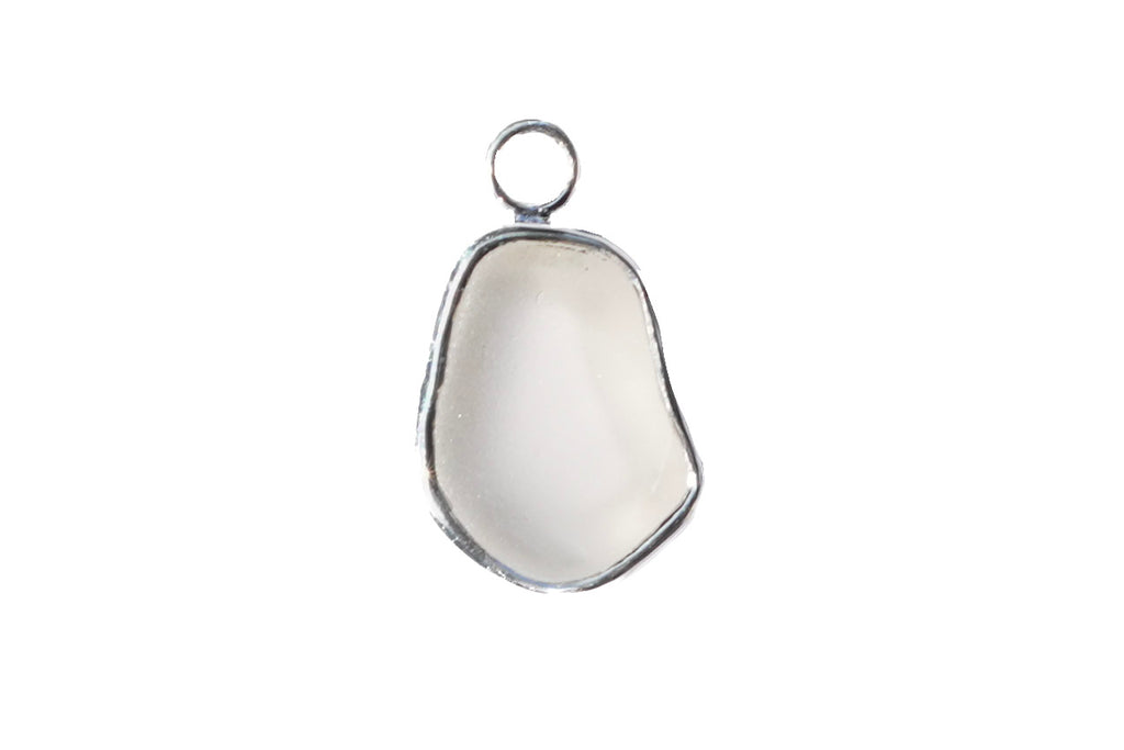Large Seaglass Charm - White