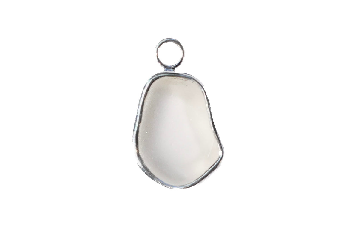 Large Seaglass Charm - White