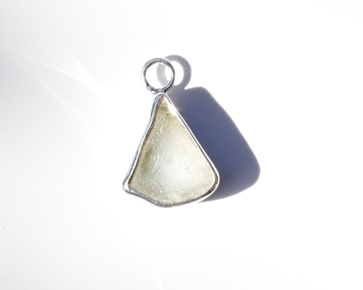 Large Seaglass Charm - White