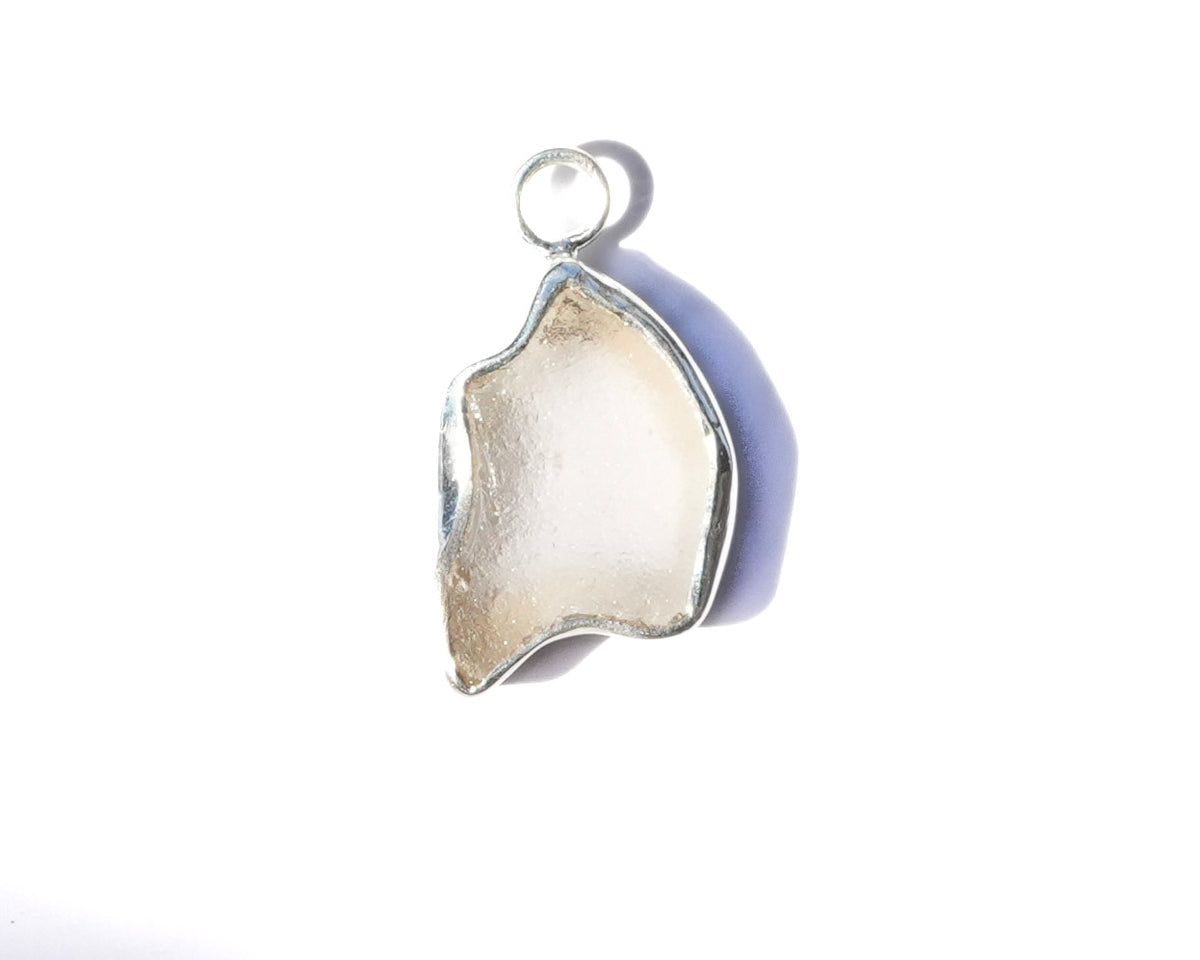 Large Seaglass Charm - White