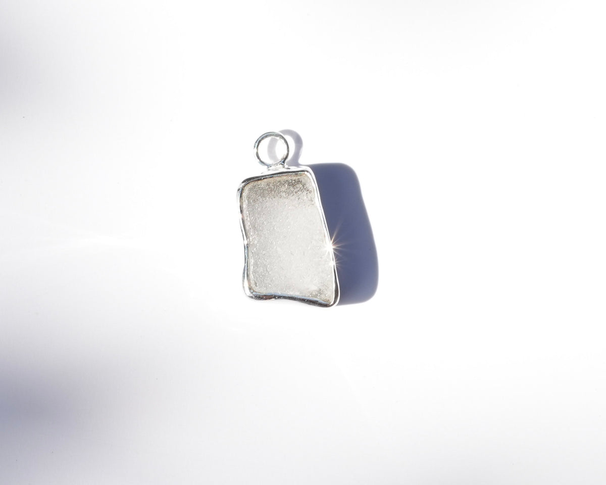 Large Seaglass Charm - White