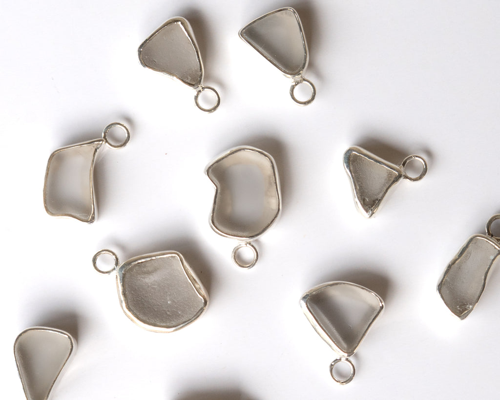 Small Seaglass Charm - White