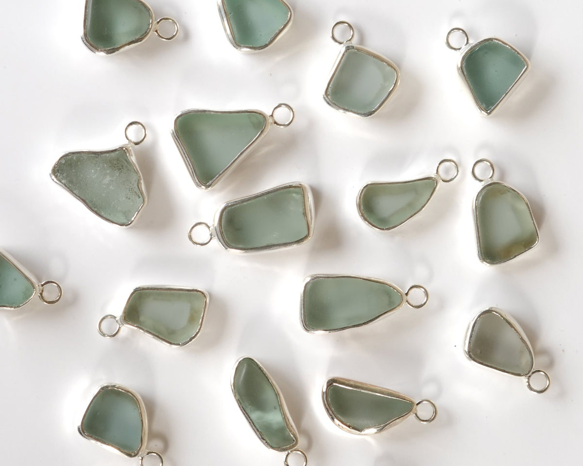 Large Seaglass Charm - Blue