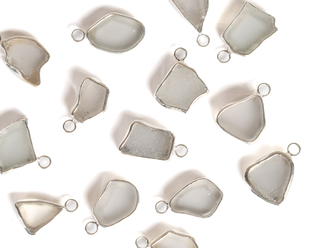 Large Seaglass Charm - White
