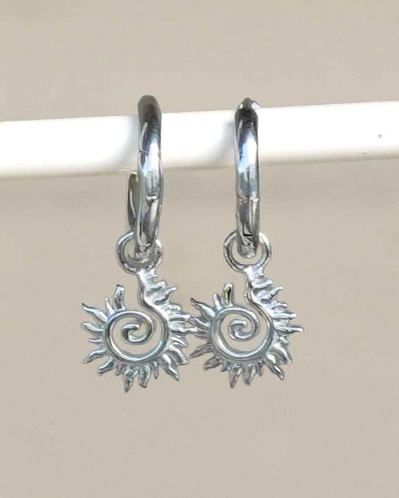 Silver Sun Earring Set