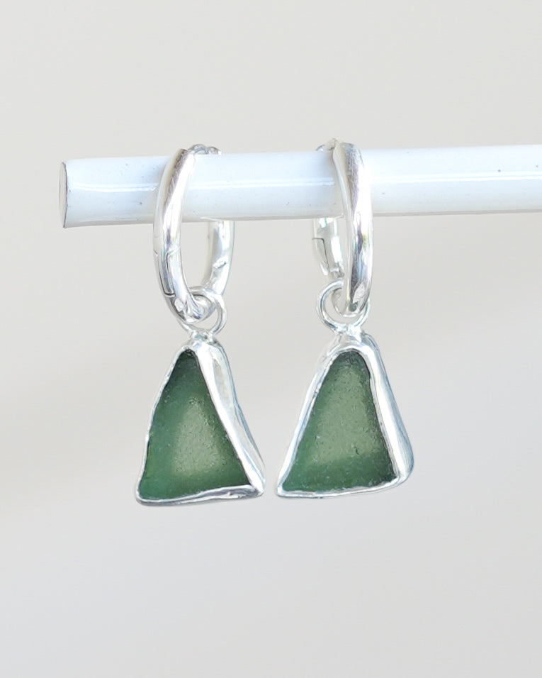 Seaglass Earring Set Silver- Lrg/Green