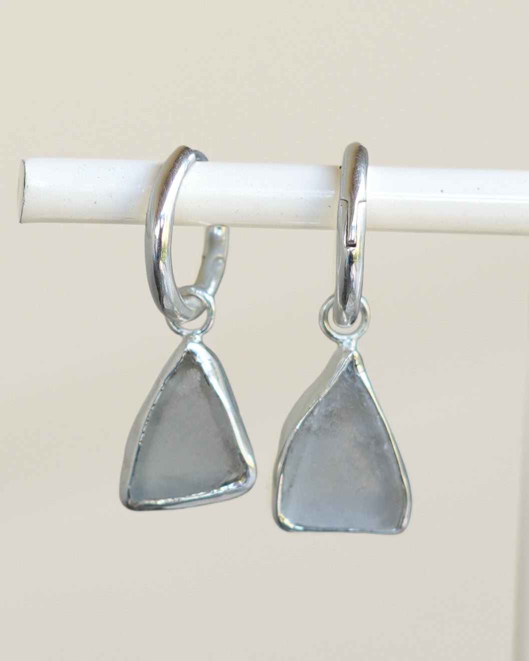 Seaglass Earrings Silver - Lrg/White